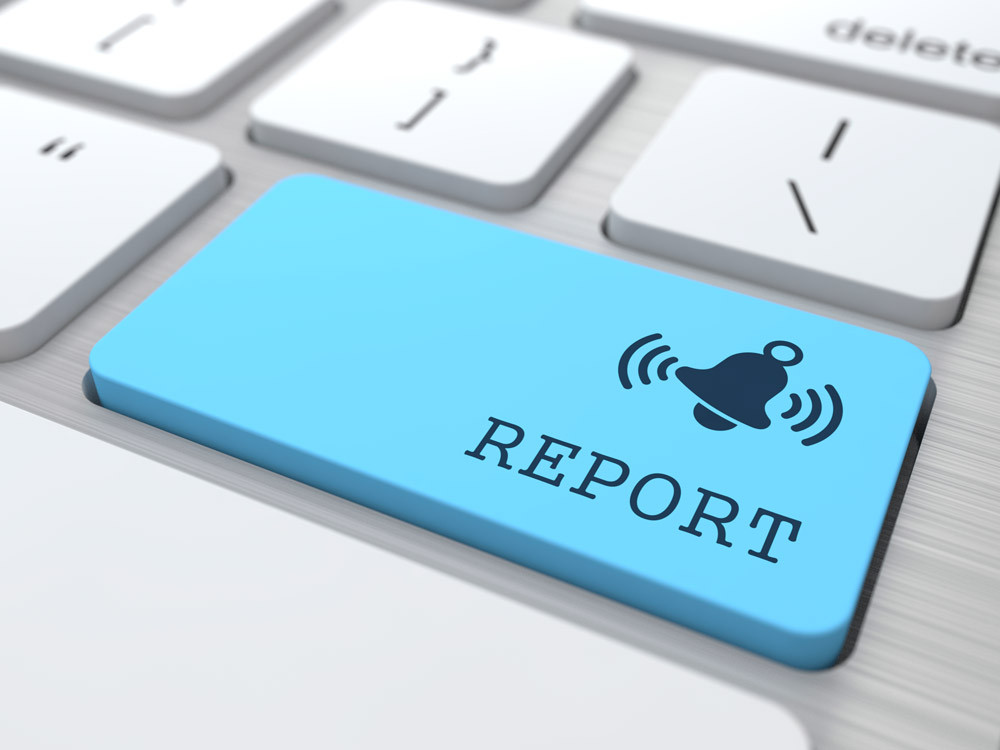 Business concept blue report button on a keyboard Image